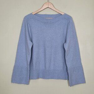 Loft Sweater Womens L Baby Blue Boat Neck Cotton Boho Granola Clean Cottage NWT